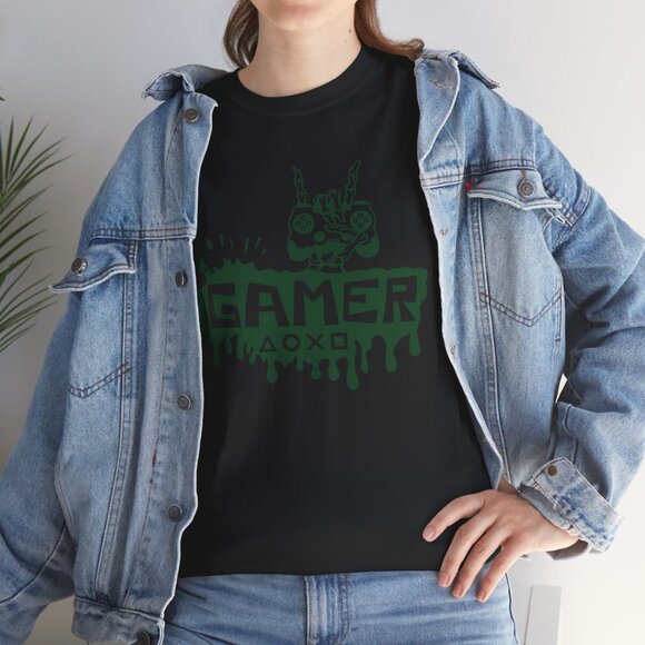 Gamer Green Graphic Shirt Gaming Lover Tshirt Alt St Patrick's day shirt - Picture 4 of 7